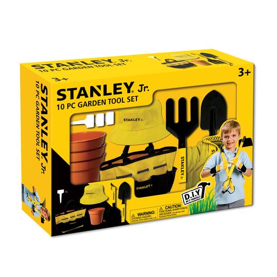 Red Toolbox Stanley Jr 10-Piece Garden Tools Set With Sun Hat & Bag